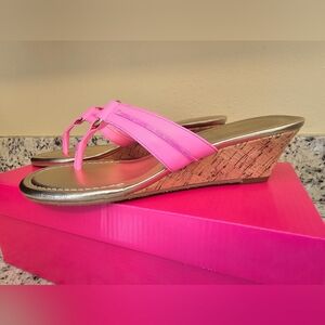 Brand New Pink Lilly Pulitzer wedge sandals size 8